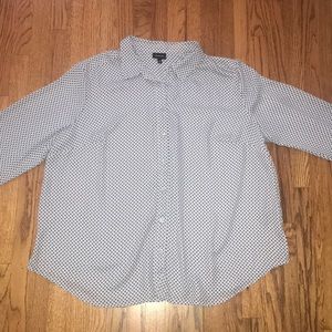 Grey print button front top